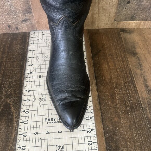 Tony Lama Gold Label Vintage Classic Black Cowboy Boots Mens 11 D - Picture 3 of 12